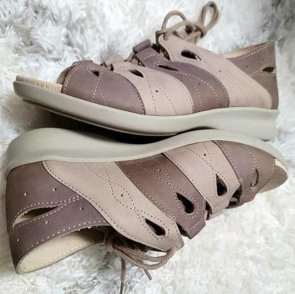 Easy B Taupe Ghillie-Tie Causal Shoes - Picture 1 of 10